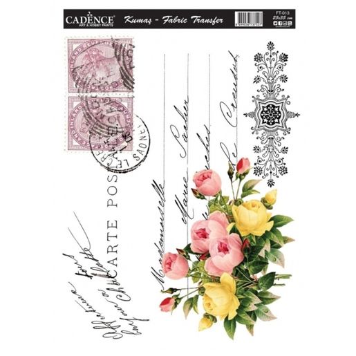 Nažehlovací nálepka, 25x35cm - pohlednice s květinami