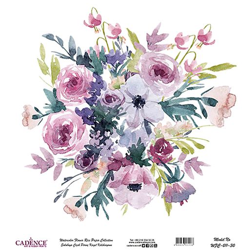 Rýžový papír Cadence v roli, 30 x 30 cm - Růžová kytice