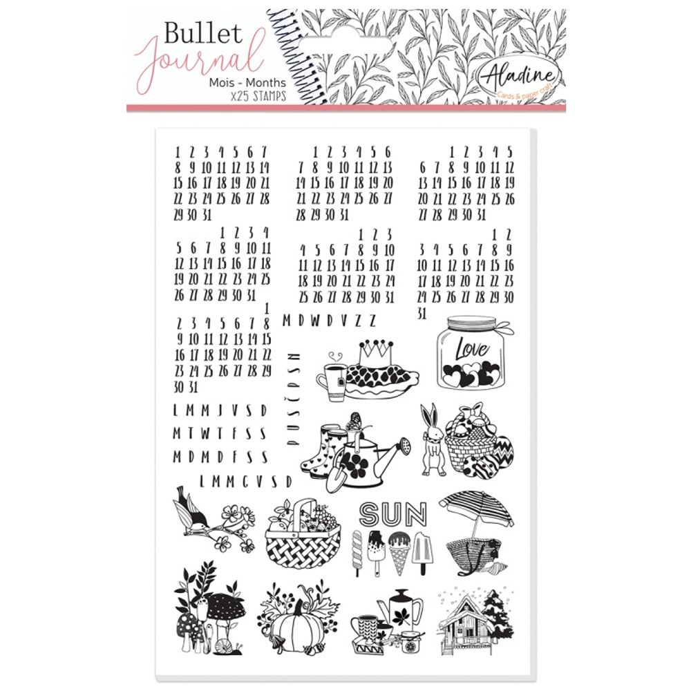 Diářová razítka Aladine Stampo BULLET JOURNAL 25 ks - Kalendárium Aladine