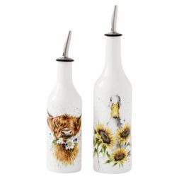 Porcelánové láhve na ocet a olej Wrendale Designs, sada 2 ks - Husa a kráva