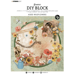 DIY Blok s výseky Studio Light "Aged Wildflowers", A4, 32 l. - Vintage polní květiny
