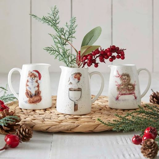 Vánoční porcelánový džbán na květiny Wrendale Designs "Little Red Robin" - Červenka