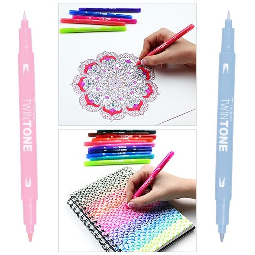 Sada oboustranných fixů Tombow TwinTone - 12 ks, zářivé barvy