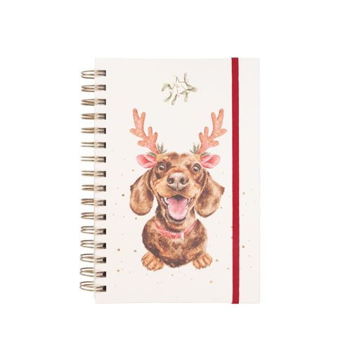 Kroužkový blok Wrendale Designs "Mistletoe and Barks", A5, 96 l., linkovaný - Vánoční pes