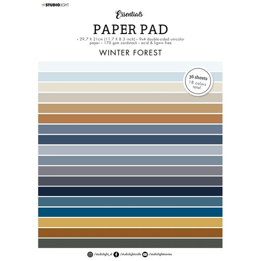 Blok barevných papírů Studio Light "Winter Forrest", A4, 36 l. - odstíny hnědé a zelené