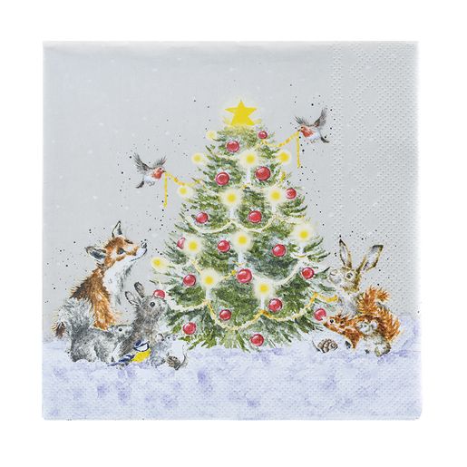 Papírové ubrousky Wrendale Designs "Oh Christmas Tree 33x33 cm - Vánoční stromek