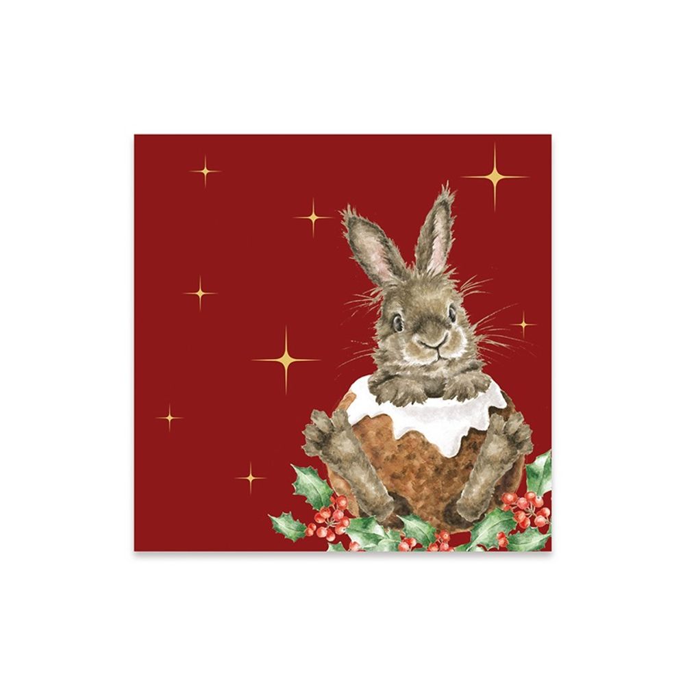 Wrendale Designs Vánoční ubrousky Wrendale Designs "Merry Little Christmas", 24x24 cm - Králík