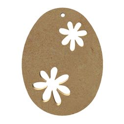 Dřevěný výřez k dekoraci Gomille, závěsný, 10 cm - Vajíčko s květinou