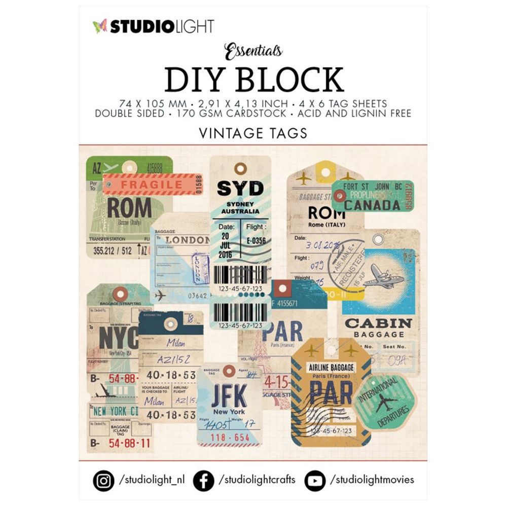 Levně Studio Light DIY Blok Studio Light, A7, 24 l. - Vintage visačky