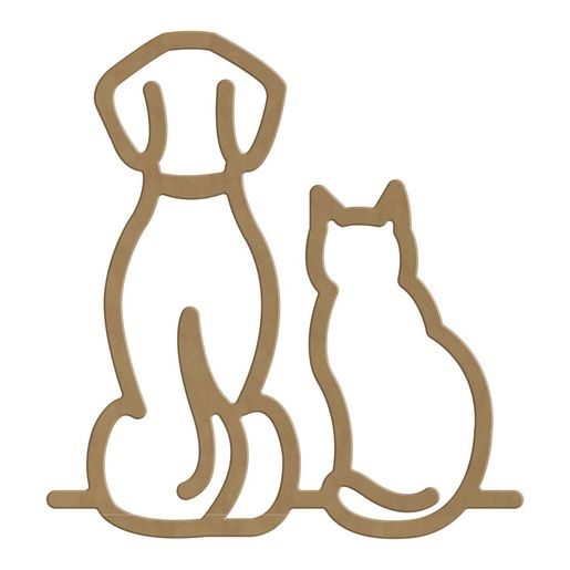 Dřevěný výřez k dekoraci Gomille, 26x27,6 cm - Pes a kočka, obrys