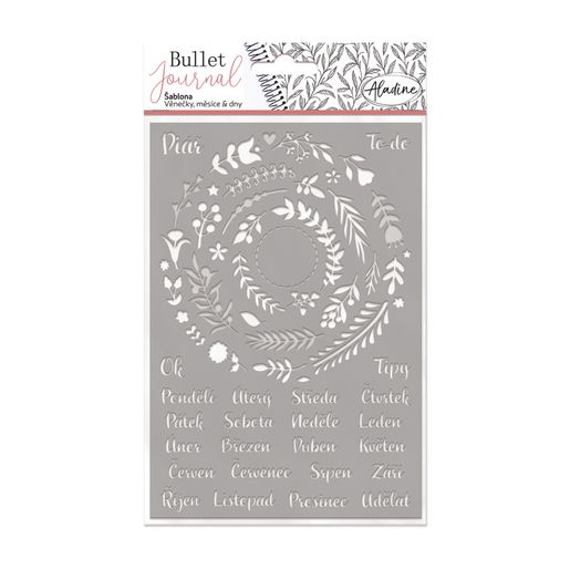 Šablona Bullet Journal Aladine, 19x13 cm - Věnečky, měsíce & dny
