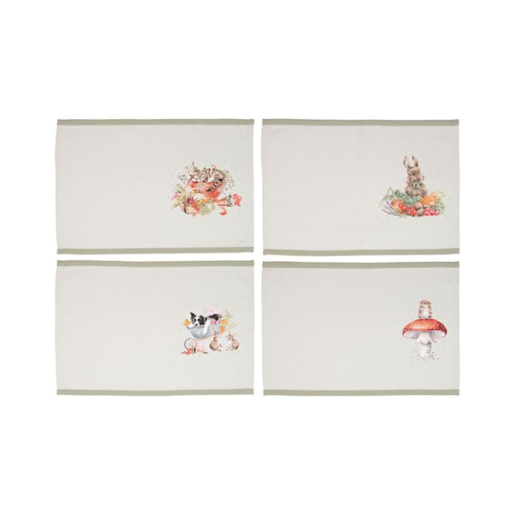 Wrendale Designs Látkové prostírání Wrendale Designs "Garden Friends", 4 ks - Zahradní zvířátka
