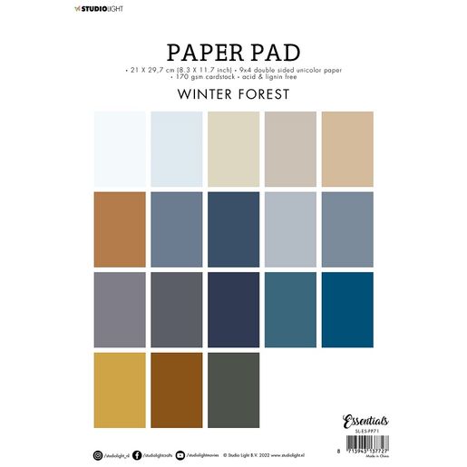 Blok barevných papírů Studio Light "Winter Forrest", A4, 36 l. - odstíny hnědé a zelené
