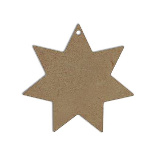 Dřevěný výřez k dekoraci Gomille, závěsný, 10x10 cm - Hvězda, sedmicípá