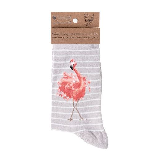 Bambusové ponožky Wrendale Designs "Pretty in Pink" - Plameňák