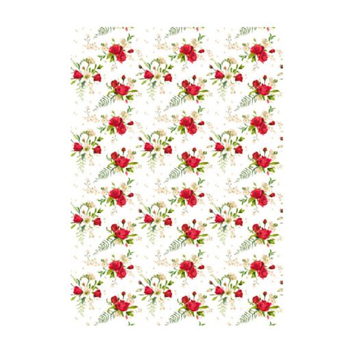 Rýžový papír Cadence, A4 - Červené kytice růží, menší