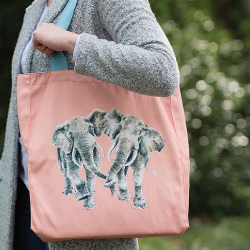 Pevná plátěná taška Wrendale Designs "Age is Irrelephant" - Sloni