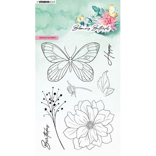 Gelová razítka Studio Light "Blooming Butterfly 7 ks - Narozeninový motýl