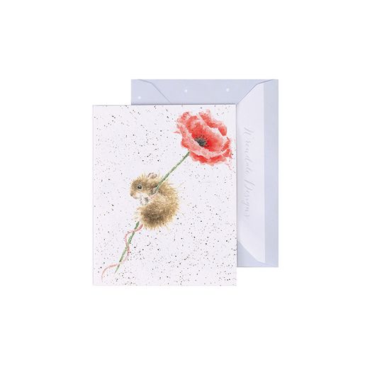 Dárková kartička Wrendale Designs "Poppy" - Myška a vlčí mák