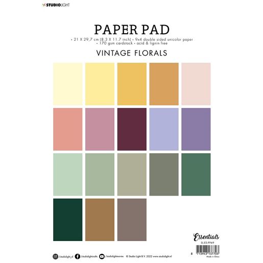 Blok barevných papírů "Vitange Florals A4, 36 l. - odstíny zelené a fialové