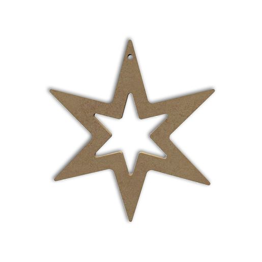 Dřevěný výřez k dekoraci Gomille, závěsný, 15 cm - Hvězda, obrys