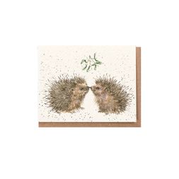 Dárková kartička Wrendale Designs "Hogs and Kisses" - Ježci, vánoční