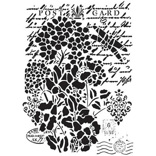 Šablona Cadence, 25x36 cm - Pohlednice s květinou