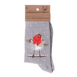 Dámské ponožky Wrendale Designs "Jolly Robin" - Červenka, vánoční