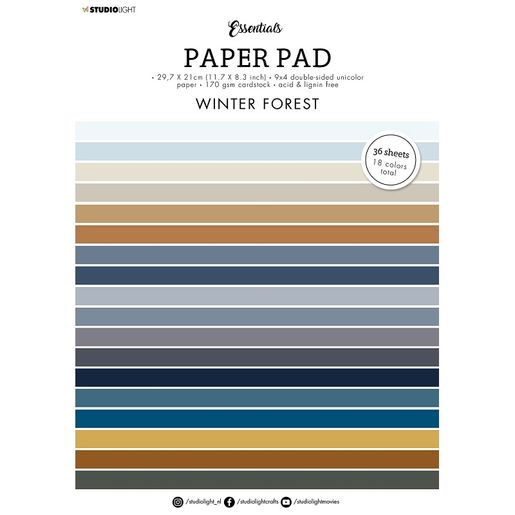 Blok barevných papírů Studio Light "Winter Forrest", A4, 36 l. - odstíny hnědé a zelené