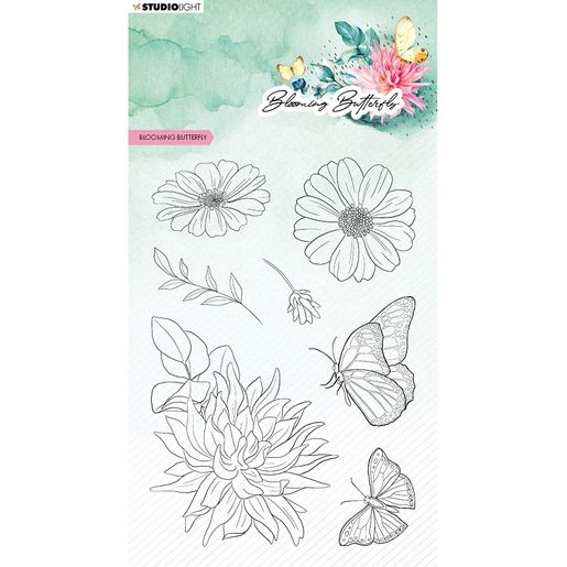 Gelová razítka Studio Light "Blooming Butterfly 7 ks - Květiny a motýlci